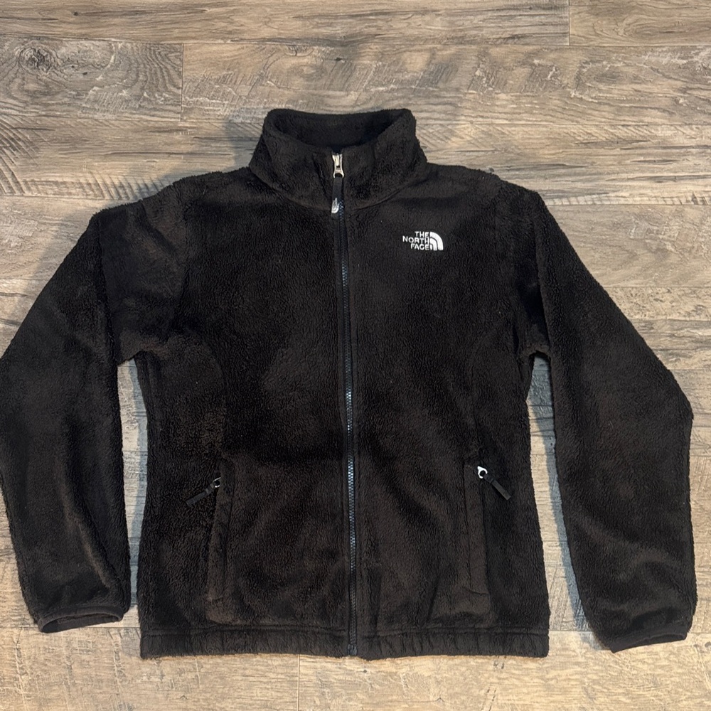 The North Face Girls Kids Black Plush Fleece Full-Zip Jacket - Size 18